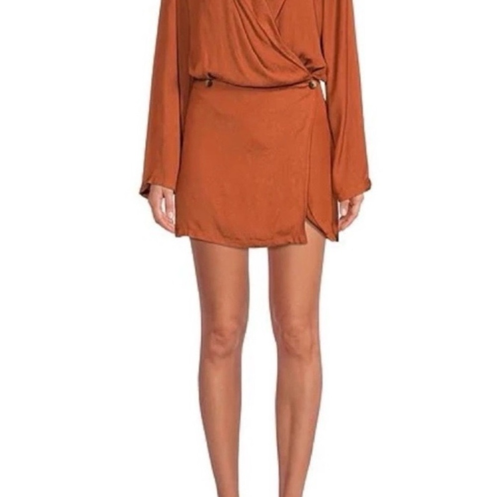 Free People Rust Wrap Mini Dress - Women - Picture 3 of 9